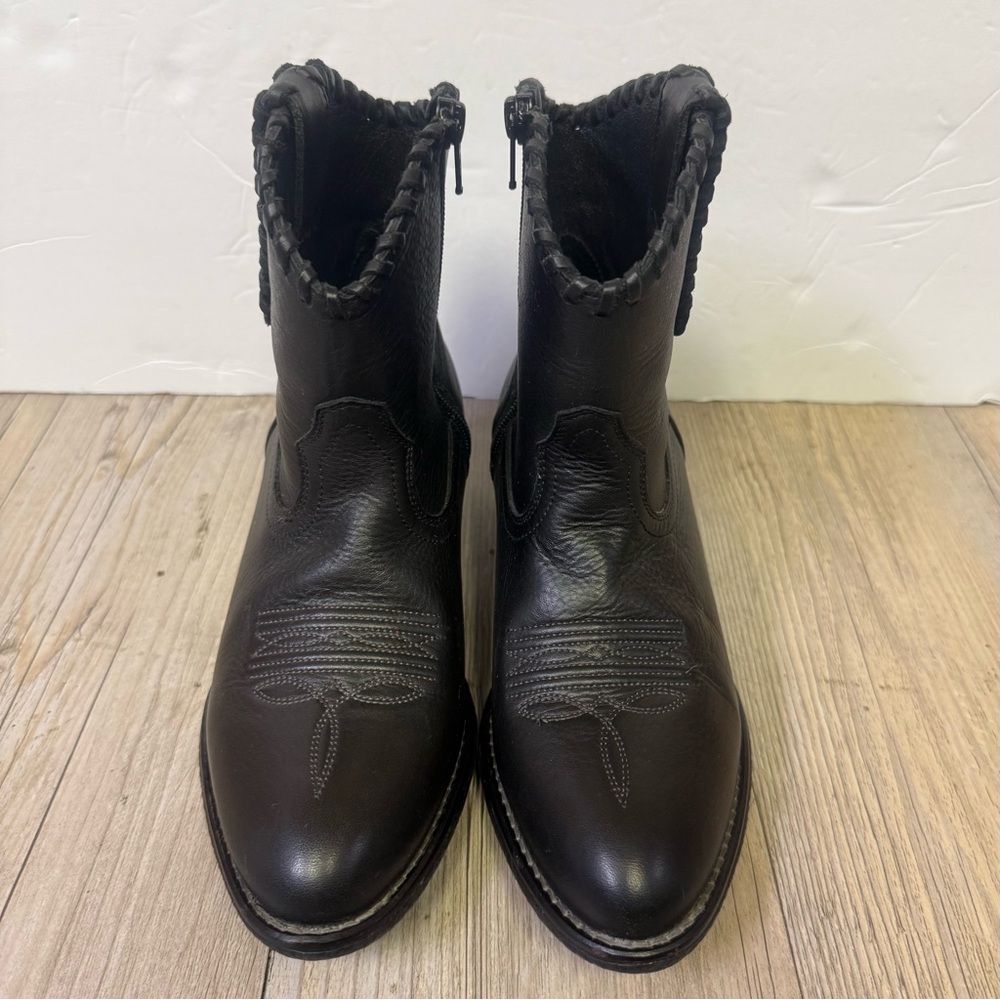Shyanne Western Boots Women's Low Black Braided Edge Booties -  Size 7 M Leather - Picture 5 of 16